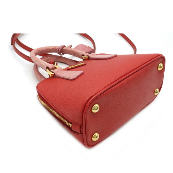 Prada Mini Promenade 2WAY Croco Leather Handbag Red Pink - Picture 3 of 9
